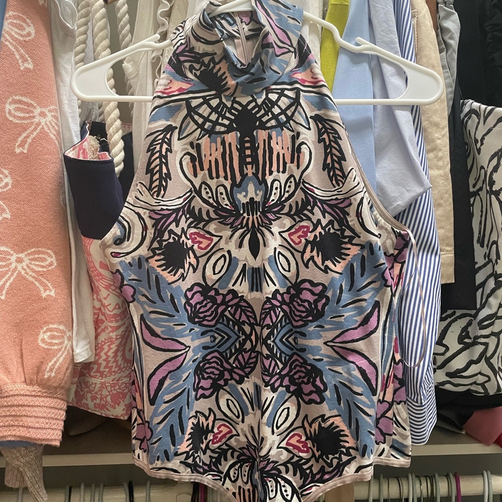 Floral Patterned Sleeveless bodysuit
